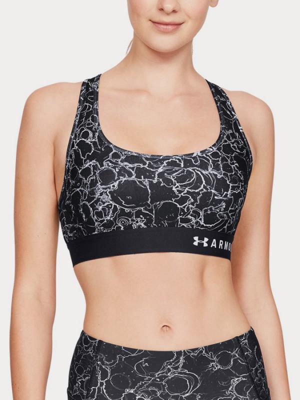Kompresní podprsenka Under Armour Mid Crossback Printed Bra Černá