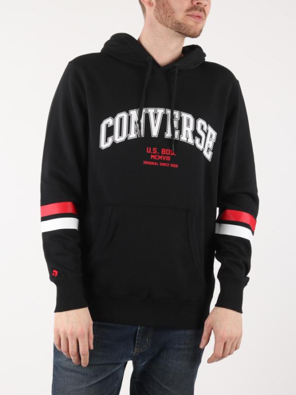 Mikina Converse M Collegiate Text Po Hoodie Černá