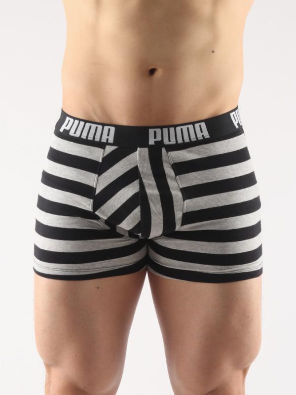 Boxerky Puma Optical Stripe Boxer 2 Pack Grey Black Barevná