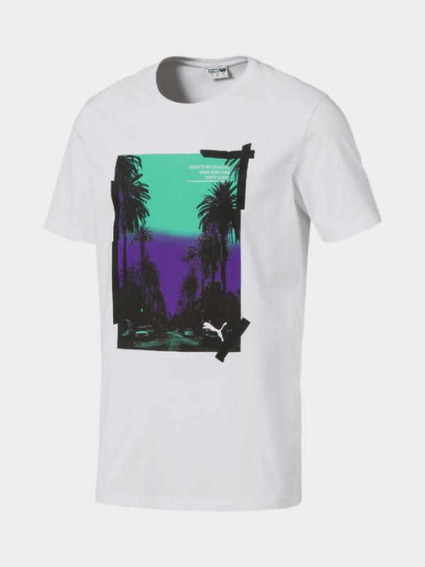 Tričko Puma Graphic Palms Photo Tee Bílá