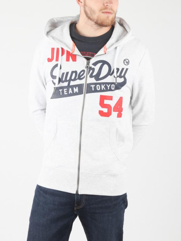 Mikina Superdry Heritage Classic Lite Ziphood Bílá