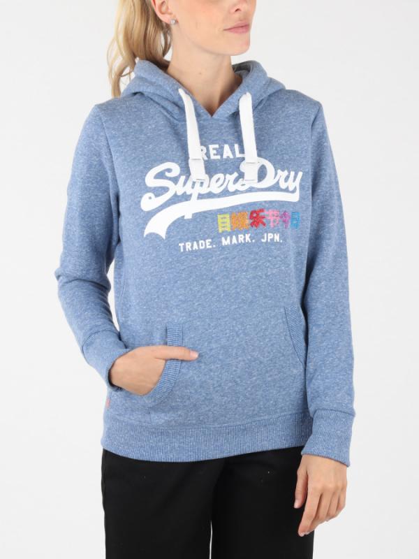 Mikina Superdry Vintage Logo Rhnestne Pop Hood Modrá