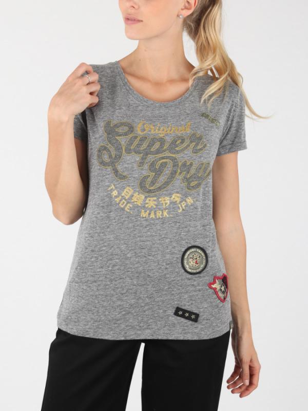 Tričko Superdry Faye Script Slim Bf Tee Šedá