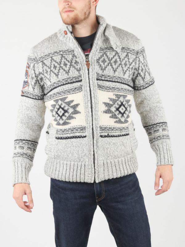 Svetr Superdry Super Buffalo Cardigan Šedá