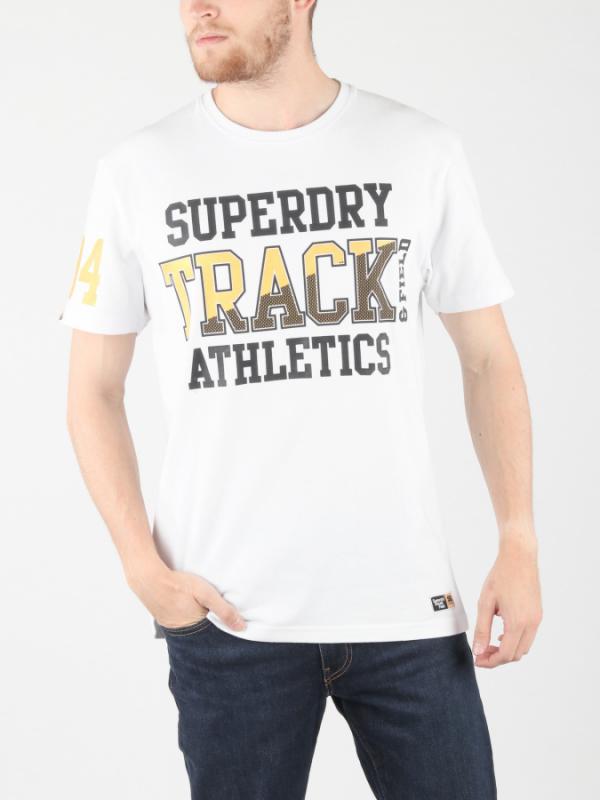 Tričko Superdry Super Track Metallic Box Fit T Bílá