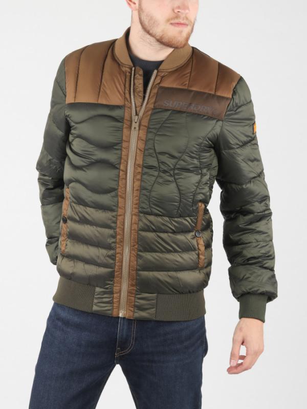 Bunda Superdry Convex Mixed Quilt Bomber Zelená