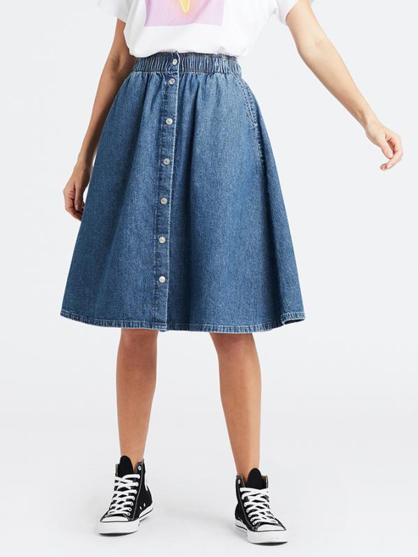 Sukně LEVI'S Lightweight Midi Skirt Modrá