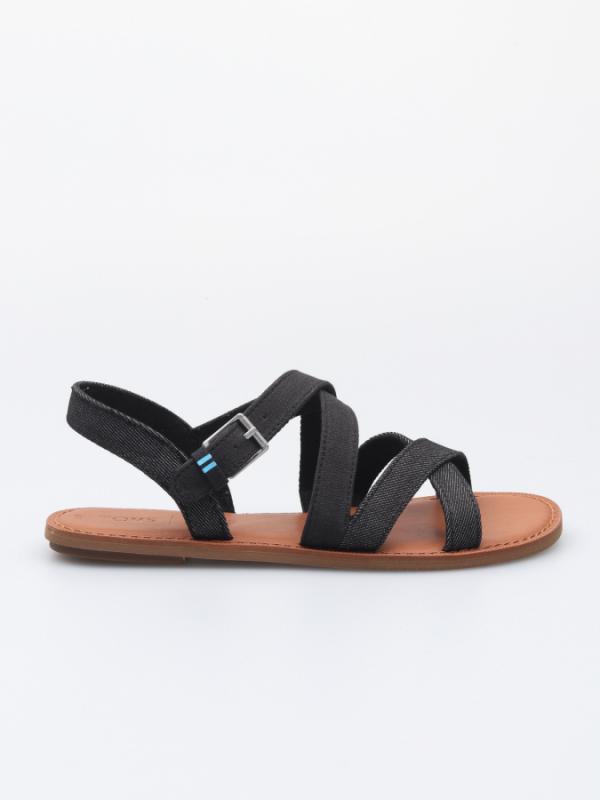 Sandály Toms Blk Canvas/Denim Wm Sicily Sand Černá