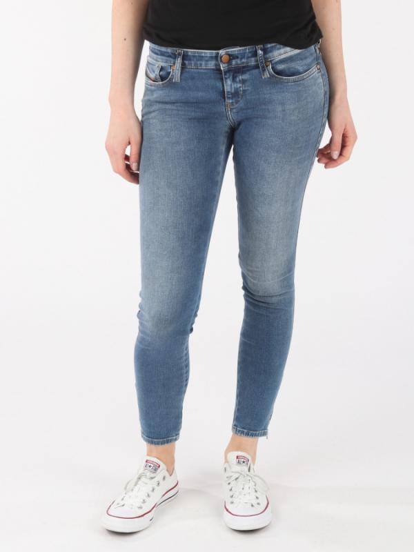Džíny Diesel Skinzee-Low-Zip L.32 Pantaloni Modrá