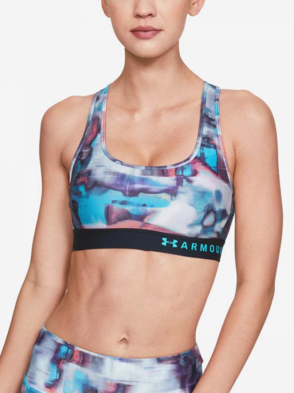 Kompresní podprsenka Under Armour Mid Crossback Printed Bra -Blk Barevná
