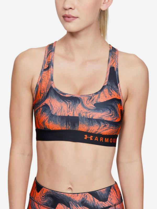 Kompresní podprsenka Under Armour Mid Crossback Printed Bra -Org Barevná