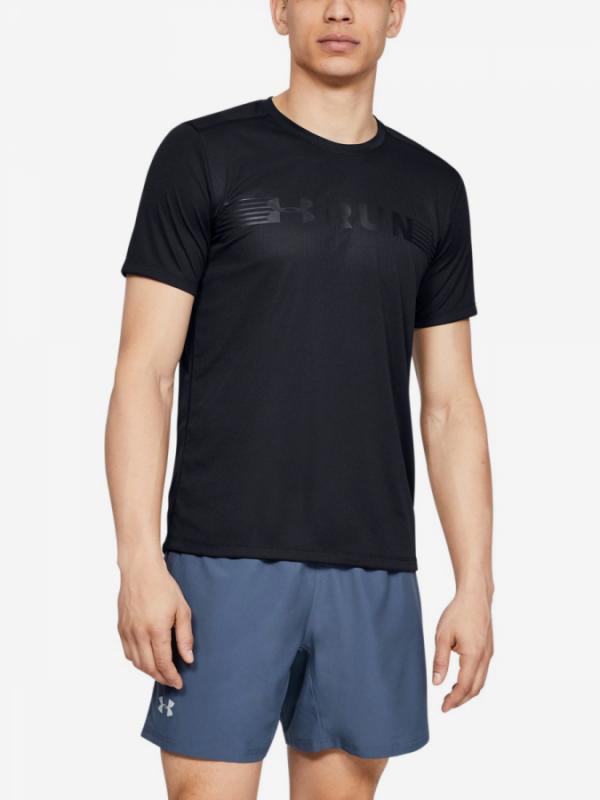 Tričko Under Armour Run Warped Shortsleeve-Blk Černá