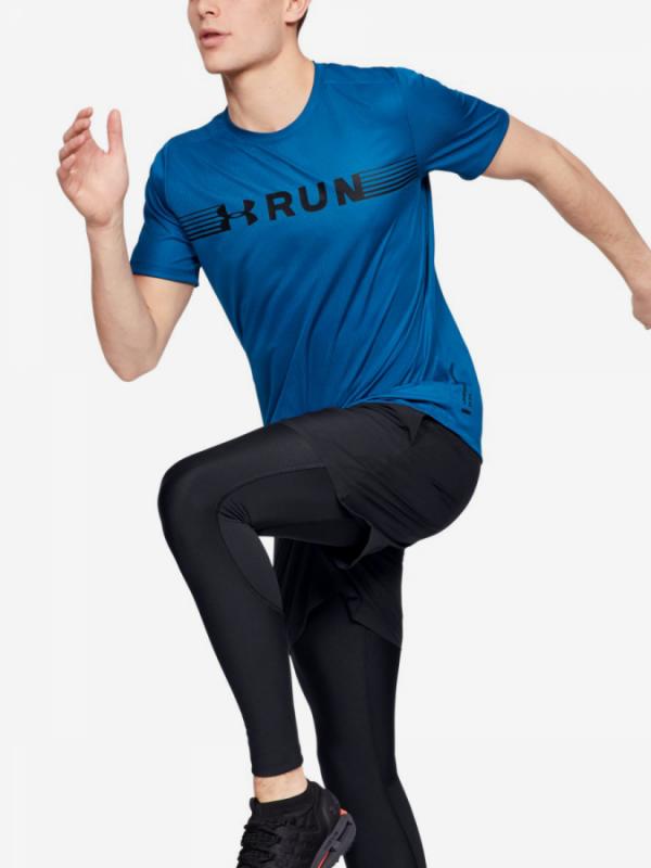 Tričko Under Armour Run Warped Shortsleeve-Grn Modrá