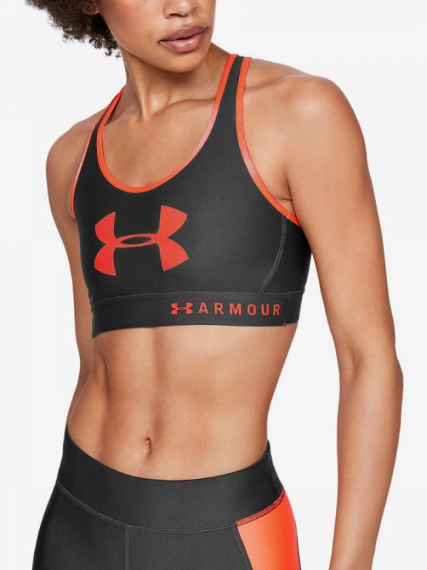 Kompresní podprsenka Under Armour Mid Keyhole Graphic-Gry Černá