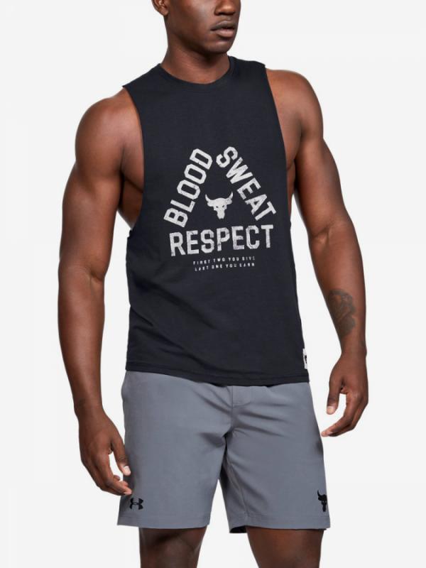 Tílko Under Armour Project Rock Blood Sweat Respect Tank-Black Černá