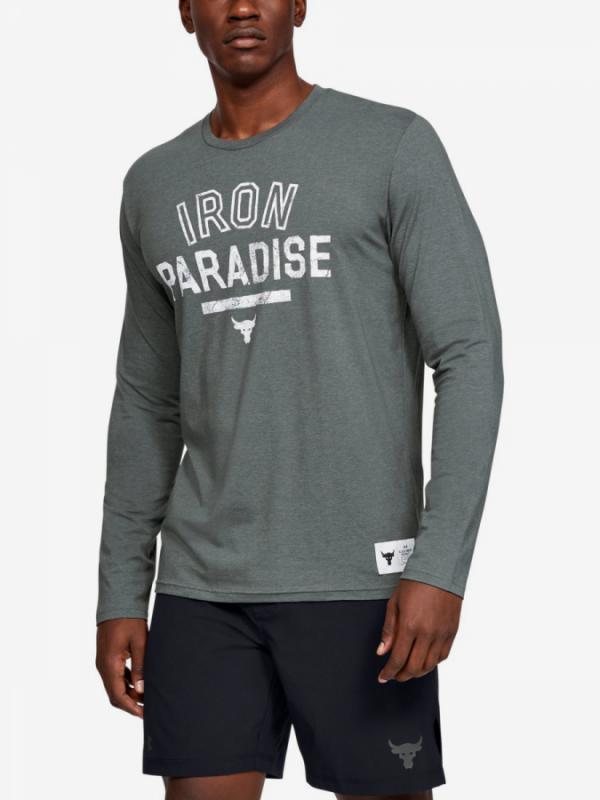 Tričko Under Armour Project Rock Iron Paradise Ls-Grey Šedá