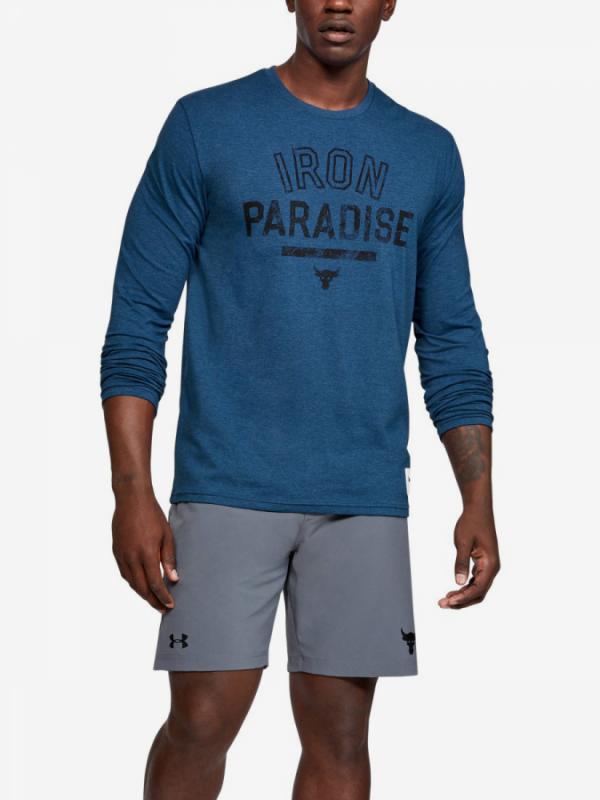 Tričko Under Armour Project Rock Iron Paradise Ls-Blue Modrá