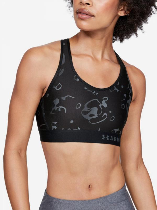 Kompresní podprsenka Under Armour Mid Keyhole Print-Blk Černá