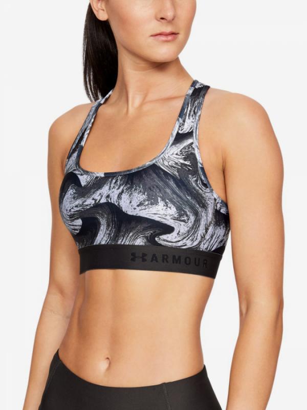 Kompresní podprsenka Under Armour Mid Crossback Printed Bra -Gry Barevná