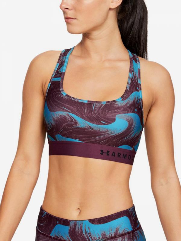 Kompresní podprsenka Under Armour Mid Crossback Printed Bra -Ppl Barevná