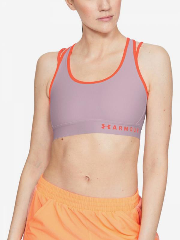Kompresní podprsenka Under Armour Mid Crossback Strappy Bra-Pnk Šedá
