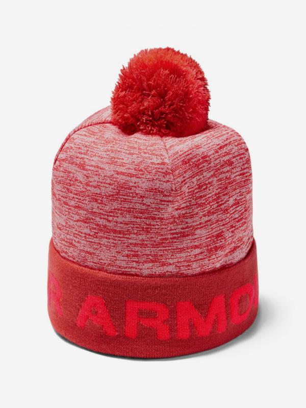 Čepice Under Armour Boy\'S Gametime Pom Beanie-Red Růžová