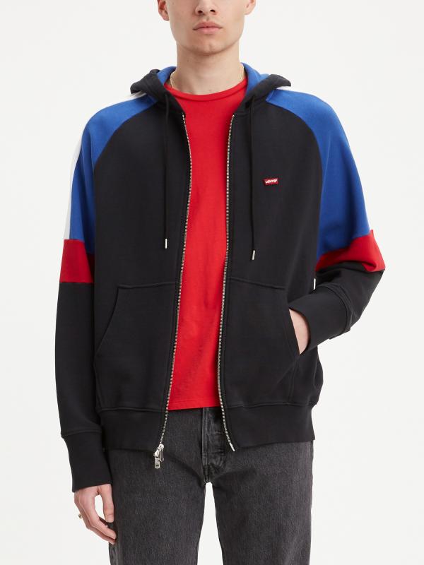 Mikina LEVI'S Pieced Fullzip Hoodie Pieced F Černá