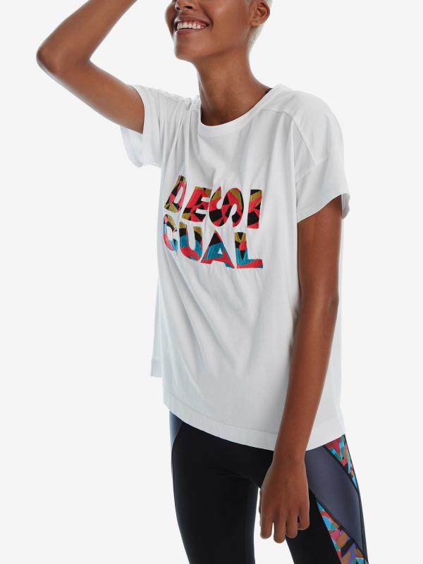 Tričko Desigual T-Shirt Etchnic Bílá