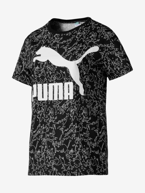 Tričko Puma Classics Logo Tee Aop Černá