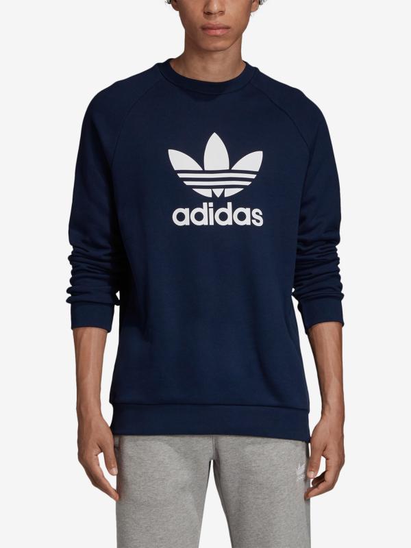 Mikina adidas Originals Trefoil Crew Modrá