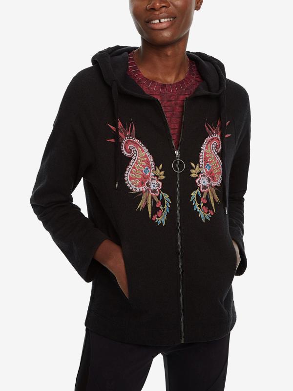 Mikina Desigual Jacket Ethnic Černá