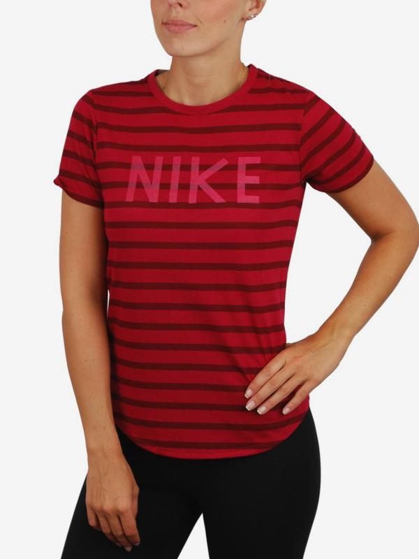 Tričko Nike Tee Stripe Crew Červená