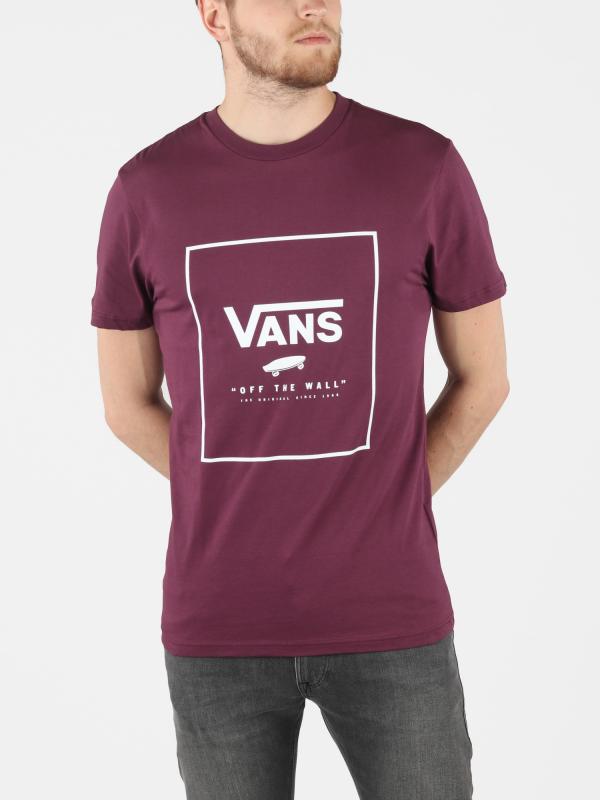 Tričko Vans Mn Print Box Prune/White Červená