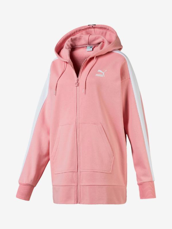 Mikina Puma Classics Tape T7 Fz Hoody Růžová