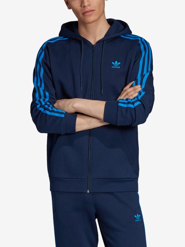Mikina adidas Originals 3-Stripes Fz Modrá
