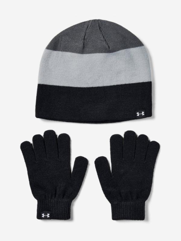 Čepice a rukavice Under Armour Boys Beanie Glove Combo-Blk Barevná