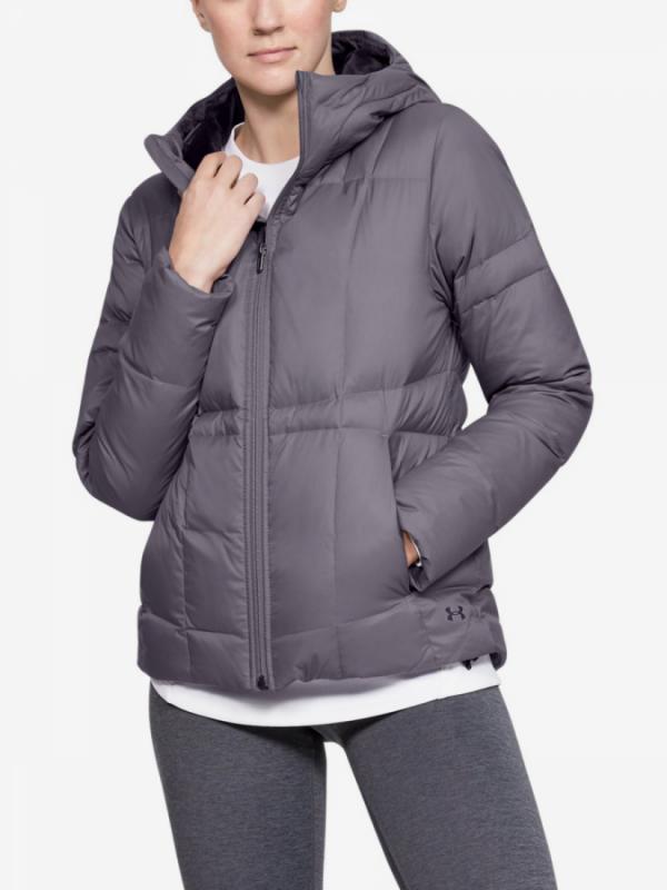 Bunda Under Armour Down Hooded Jkt-Gry Fialová