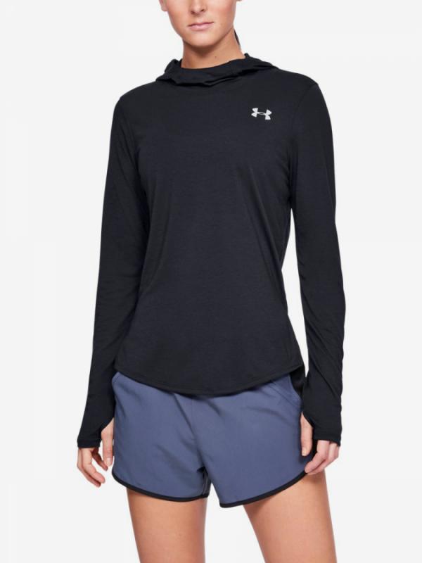 Tričko Under Armour Streaker 2.0 Long Sleeve Hoodie-Blk Černá