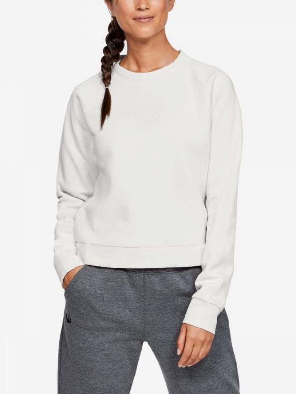 Tričko Under Armour Recovery Fleece Script Crew-Wht Bílá