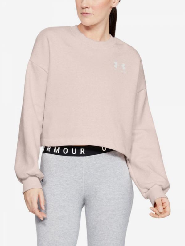 Tričko Under Armour Rival Fleece Graphic Lc Crew-Pnk Růžová