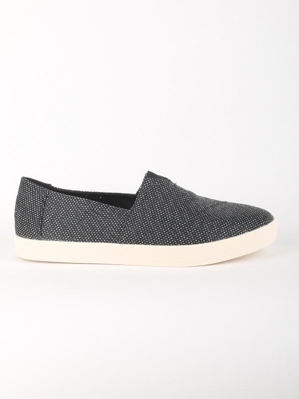 Boty Toms BLACK/GREY YARN DYE MN AVA SLIPON Černá