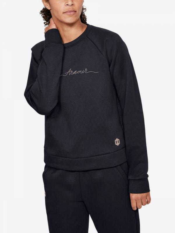 Tričko Under Armour Recovery Fleece Script Crew-Blk Černá