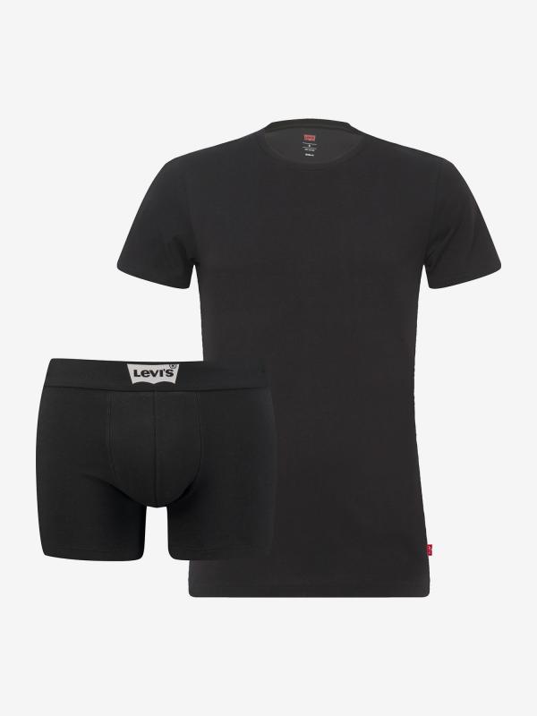 Boxerky a tričko LEVI'S Bw Starterpack Giftbox 2 Pack Černá