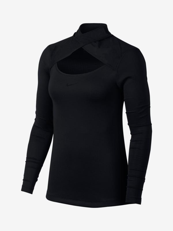 Tričko Nike W Wm Top Mesh Neck Ls Černá