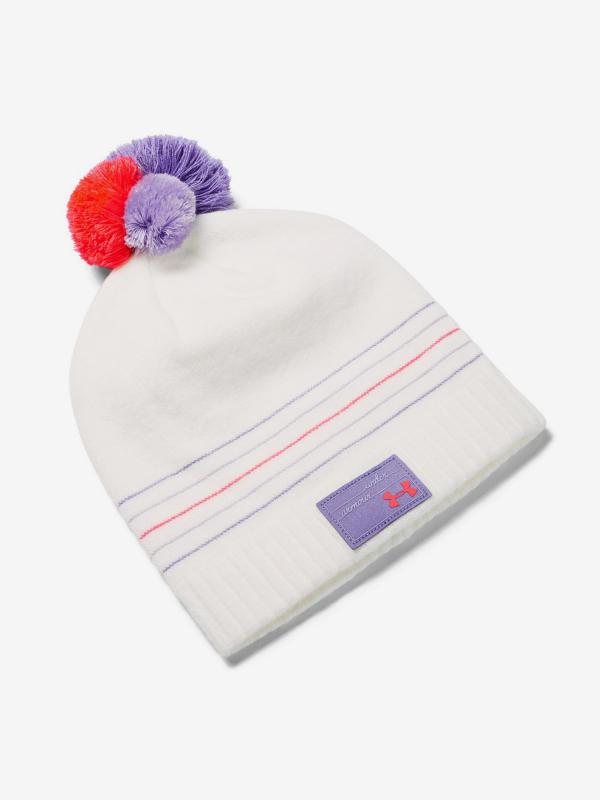 Čepice Under Armour Girl'S Triple Scoop Beanie-Wht Bílá