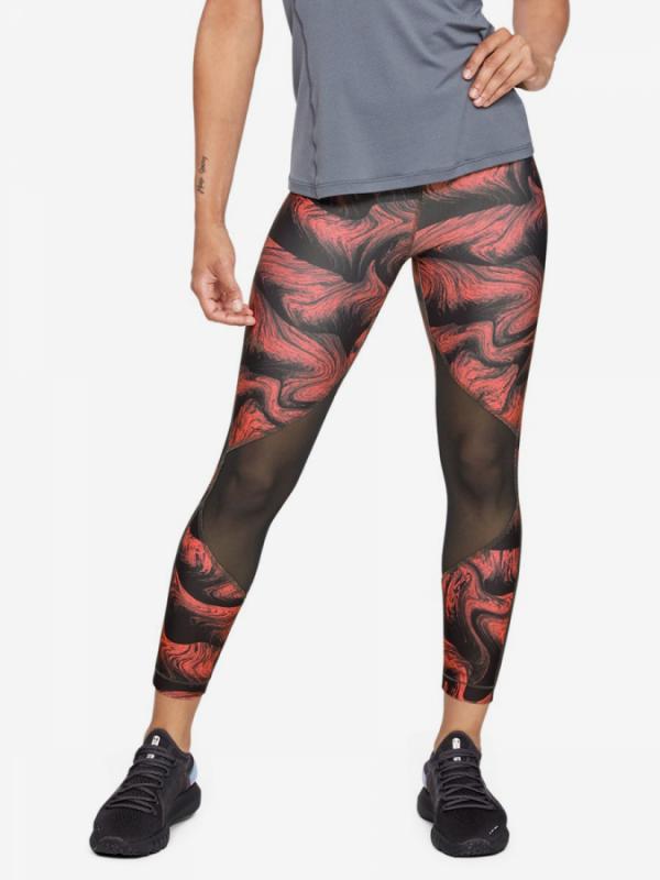 Kompresní legíny Under Armour Hg Mesh Ankle Crop - Print-Org Červená
