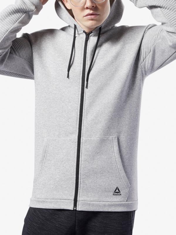 Mikina Reebok Wor Fleece Fz Hood Šedá