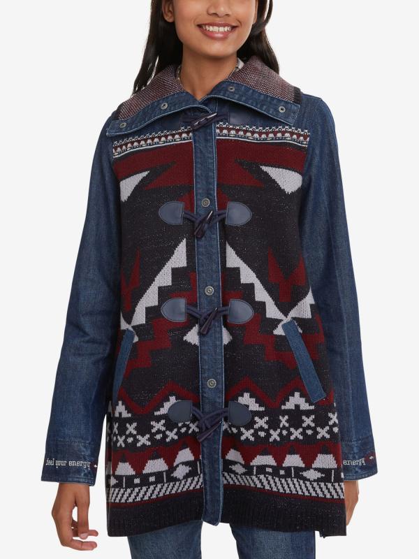 Bunda Desigual Jacket Denim Modrá