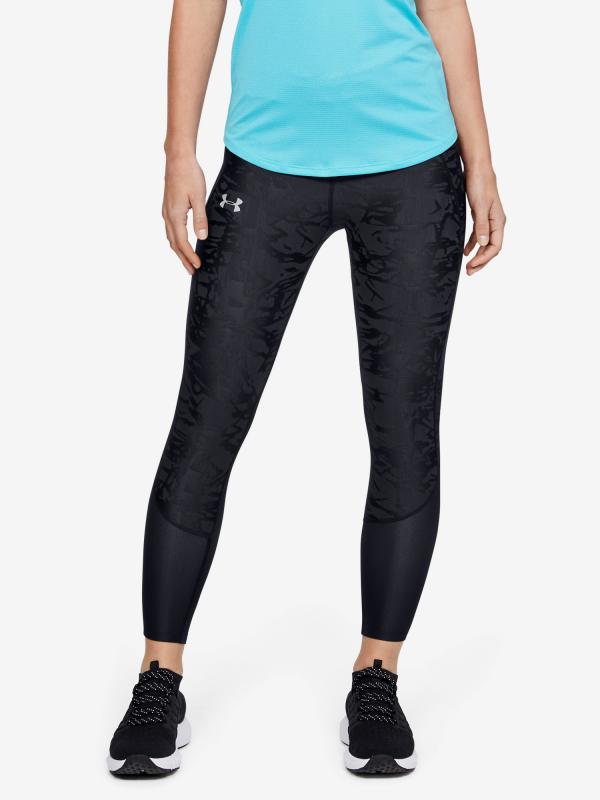 Kompresní legíny Under Armour Qualifier Speedpocket Smudged Crop-Bl Černá
