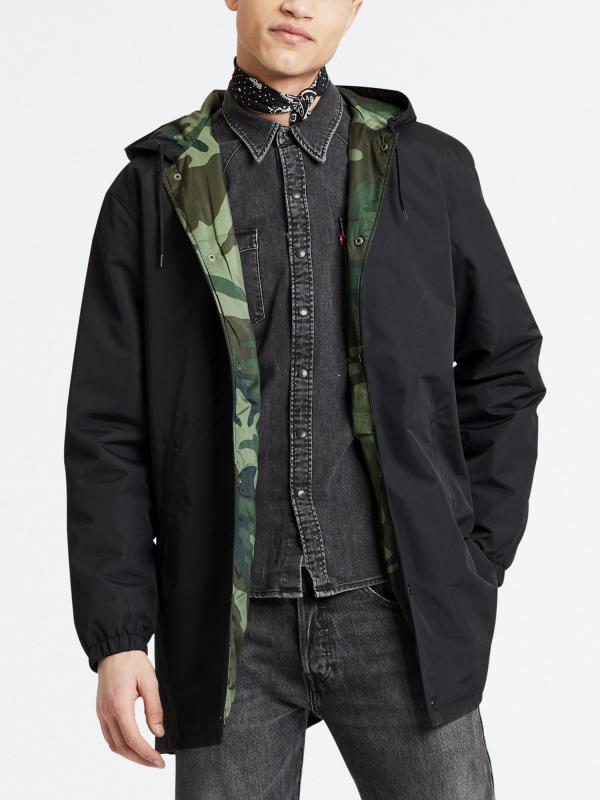 Bunda LEVI'S Hooded Coachs Jacket Caviar Černá